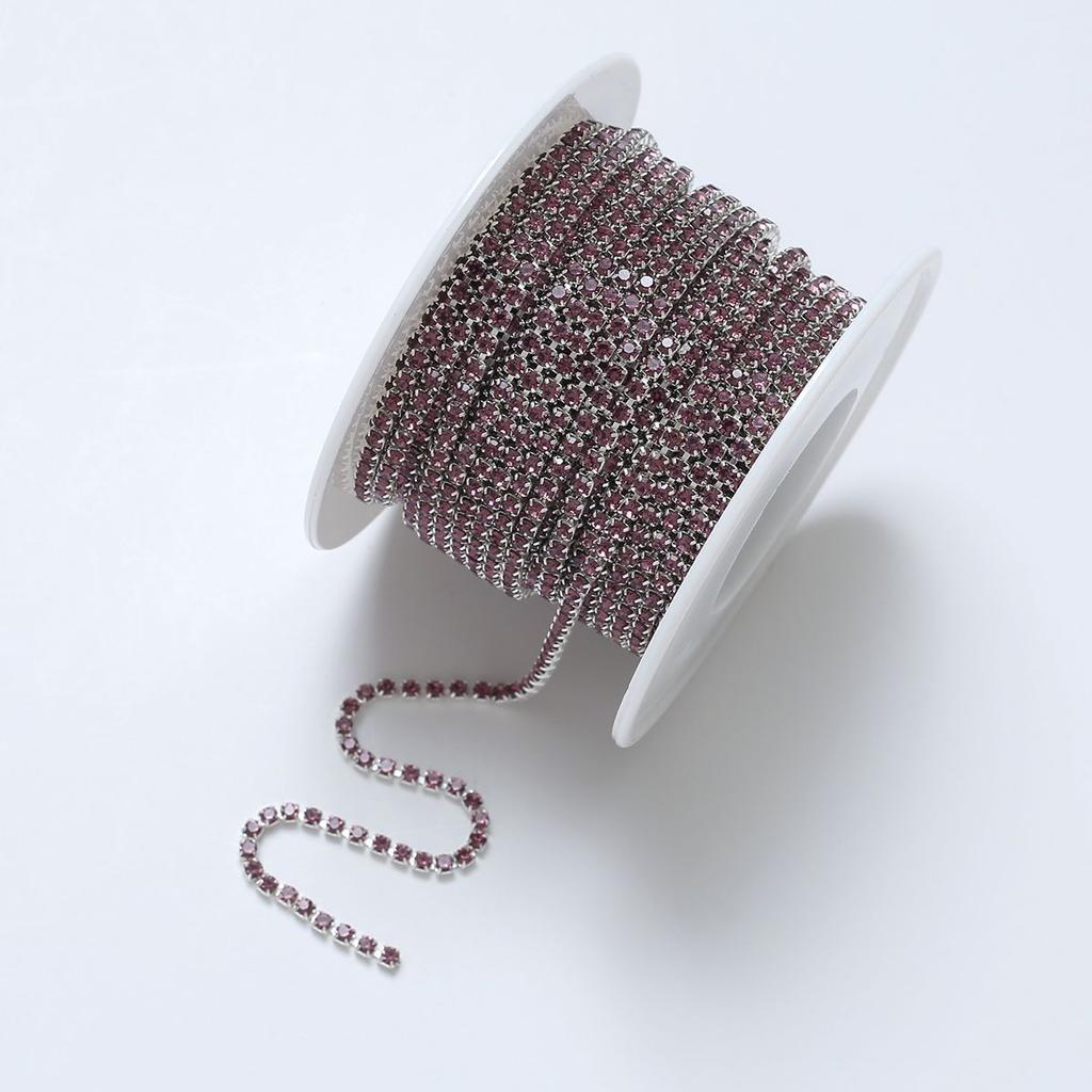 Silver bottom dense claw glass crystal rhinestone claw chain, color inlaid crystal diamond chain DIY mobile phone material sticker diamond accessories