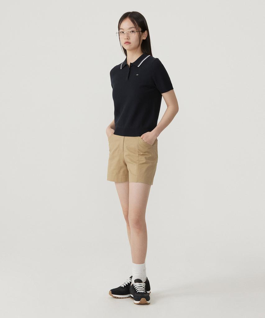 COVERNAT WOMAN Collared Half Knit Navy