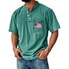 Men's Summer Independence Day Pattern Round Neck Short Sleeve T-Shirt Neck Men's All-match Casual Button Shirt