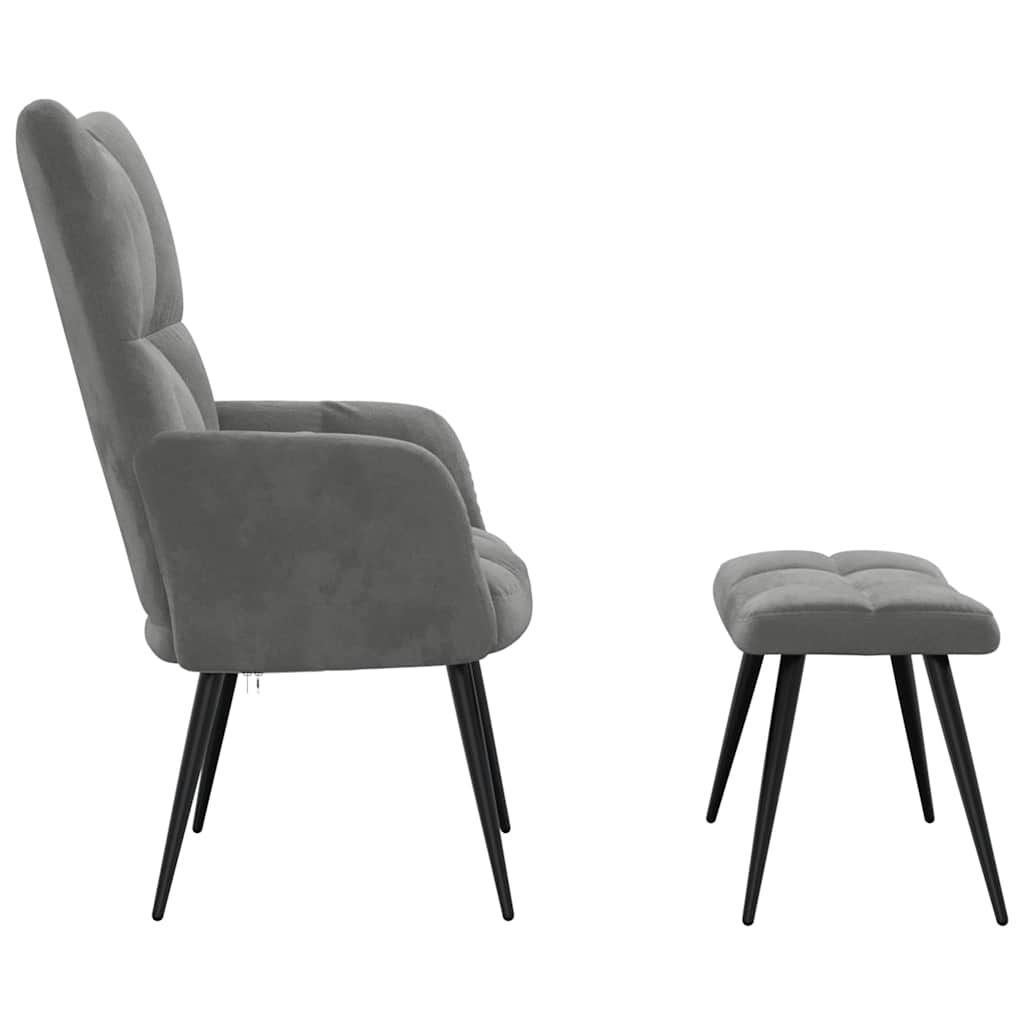 Relaxation Armchair with Footstool Dark Grey Velvet