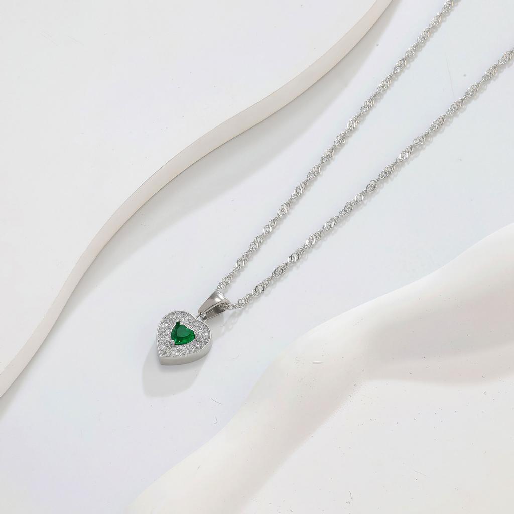 Multi-Color Love Diamond Necklace Women'S Suit Light Luxury Temperament Simple Versatile Collarbone Chain Pendant Jewelry