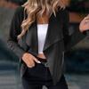 Women S Solid Suede Blazer Coat Long Sleeve Casual Style