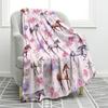 Couverture de Cheval Cadeaux Animaux Rose Floral Imprimé Fleur Cadeau Décor Maison Canapé Canapé Jeté Peluche Doux Confortable pour Enfants Adultes 50x60 pouces