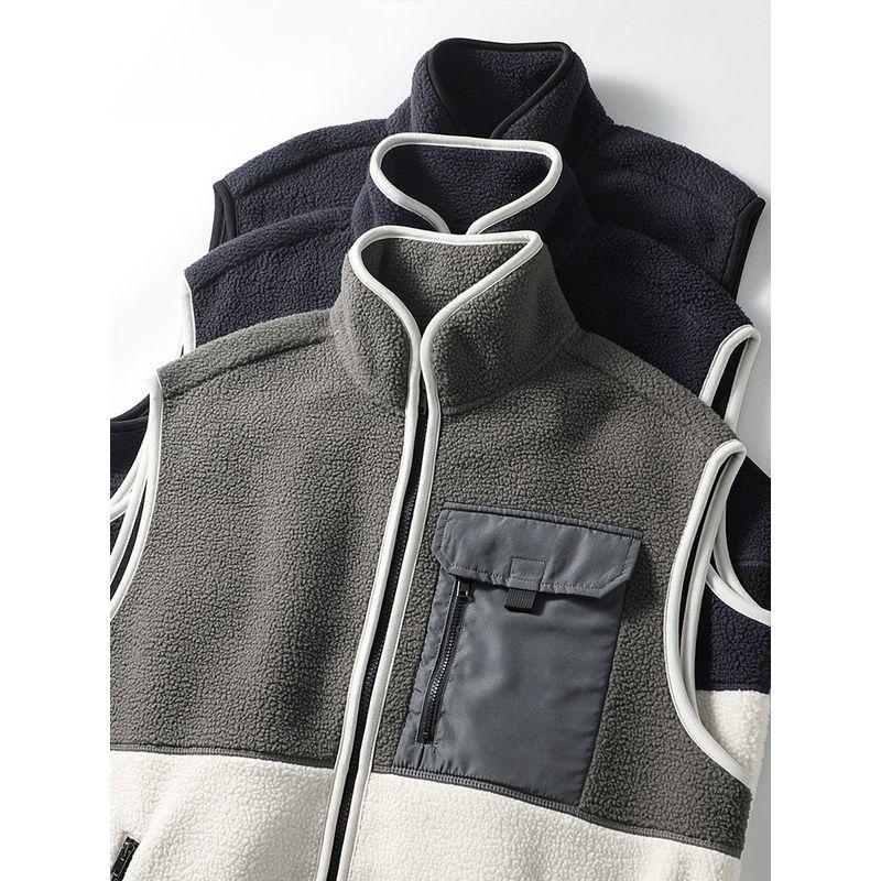 Japan Fashion Retro Double-sided Polar Fleece Vest Men's Autumn and Winter Outer Wear Warm Vest Outerwear Foreign Trade Men's Clothing Vest