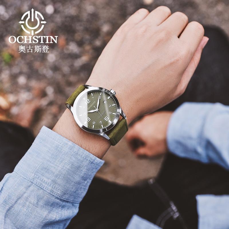 OCHSTIN retro leather automatic mechanical watch trendy casual business watch men