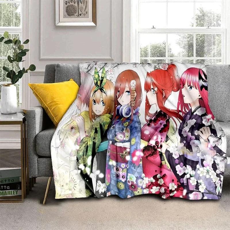 The Quintessential Quintuplets Nakano Ichika Miku Yotsuba Anime HD Print Anime Blanket Flannel Family Blanket Throw Blanket