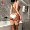 Women Sexy Hollow Out Open Crotch One Piece Fishnet Plus Size Lingerie