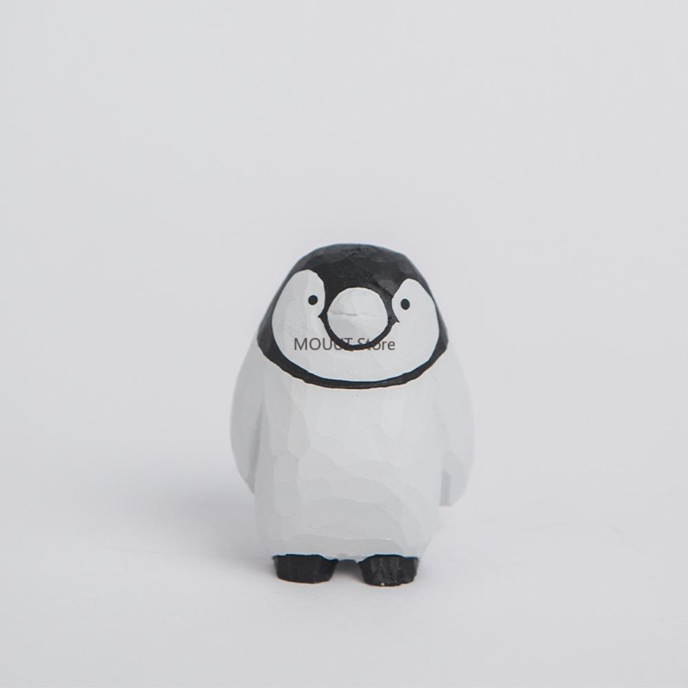 Handcrafted Wood Carving Penguin Baby Crafts Decoration Handmade Cute Penguin Solid Wood Ornaments Birthday Gift for Friend