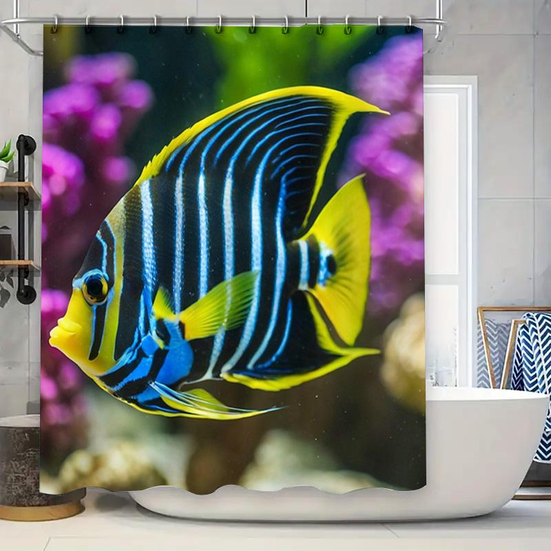 

Modern Bath Shower Curtain Featuring Vibrant Fish Design Perfect For Creating A Spa-Like Atmosphere In Your Bathroom. W60H190(CM)-1 Pcs