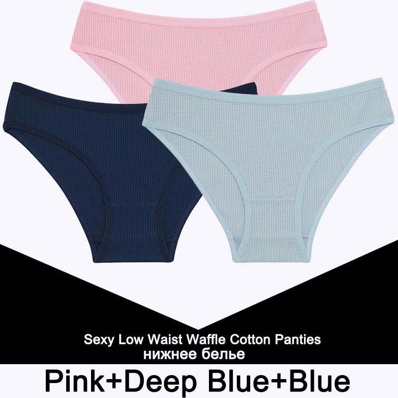 3PCS/Set Damen Waffel Baumwolle Slips Sexy Dessous Damen Unterwäsche Unterhose Slips Mädchen Einfarbige Intime Slips Für Frau