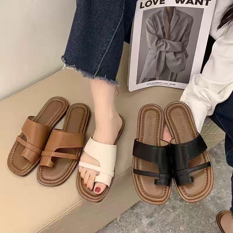 Retro Toe Slippers Women's Shoes Spring and Summer New Simple Skirt One Pedal Roman Sandals