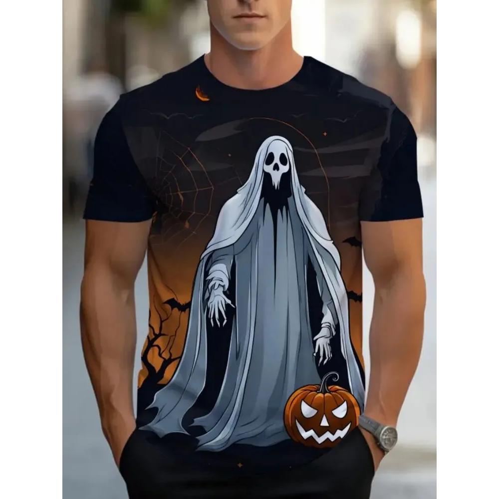 Men's Ghost Casual Versatile Top Daily Comfort Short Sleeve Fashion T-Shirts Men’s
