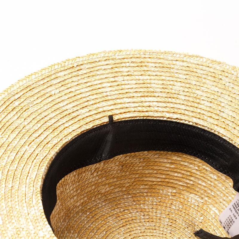 Spring and summer new belt decoration children's straw flat top straw hat outdoor travel vacation sunshade sunscreen straw hat
