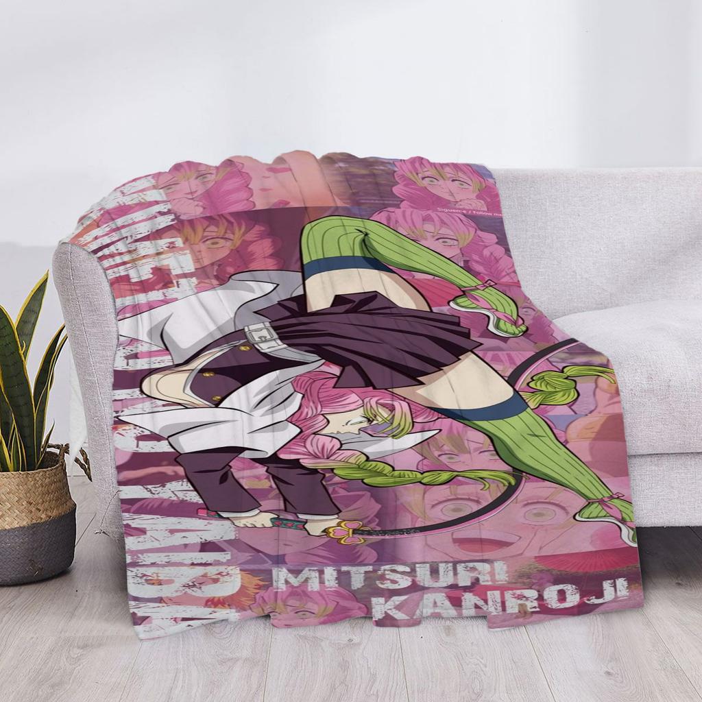 Mitsuri Kanroji Sofa Throw Blanket Luxury Cover Fluffy Soft Blankets & Throws Plaid Knee Microfiber Star H Anime Child Cute Home