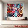 2D "Rock N Roll" 1950s Diner Themed Backdrop with Jukebox & Car