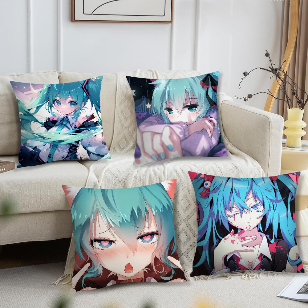 Anime virtual Idol H-Hatsune Girl M-Miku cushion cover Living Room Headboard Office Bedroom Cushion Sofa Nap Time Pillow Case