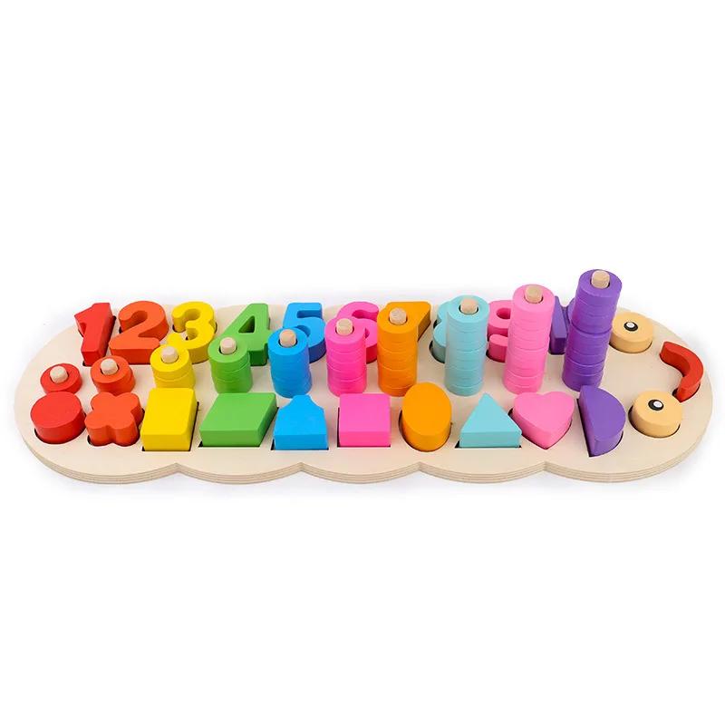 Children Wooden Montessori Pairing Toys Learn To Count Numbers Matching Digital Shape Match Early Education Teaching Math Toys