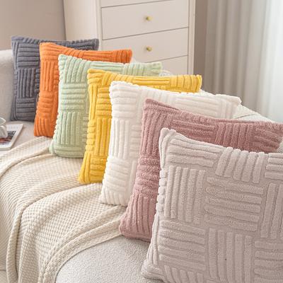 Decorative Throw Pillow Covers 18x18, Soft Plush Faux Wool Couch Pillow Covers for Home, Set of 2