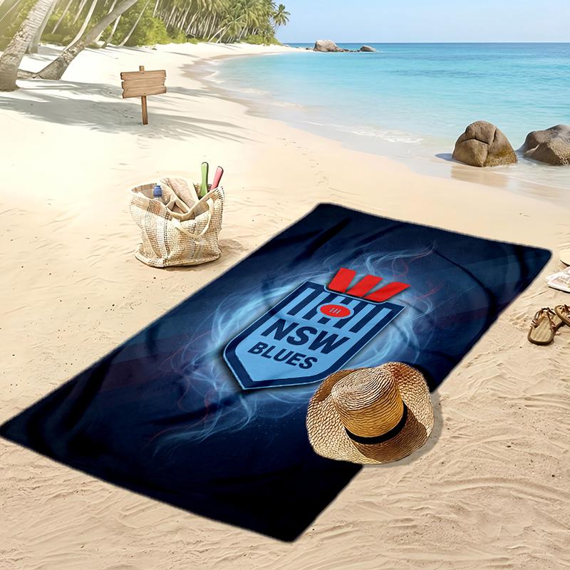 NSW Blues Print Beach Towel Soft Portable Quick?dry Towel For Pool Summer Vacation Outdoor Sport