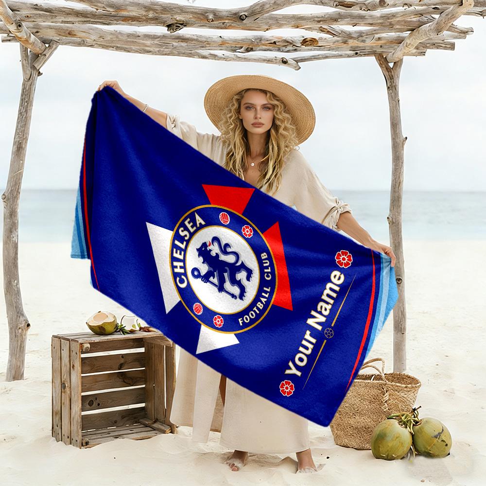 Chelsea Fc Football Player Customized Name Beach Towel Super Soft & Absorbent Suitable for Sports Travel Swimming Yoga Bathroom Beach And Pool