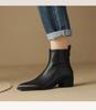 Black Leather Women Ankle Boots Side Zipper Decor Flats Chelsea Botas Mujer Vintage Brown Autumn Knight Botines Femmes