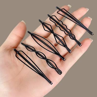 3/12 Stück Schwarze Haarspangen Bobby Pins Gewellte Mode-Haarnadeln Metall-Barretten Unsichtbare BB-Klammer Wellen-Haarclip Haarspangen Zubehör