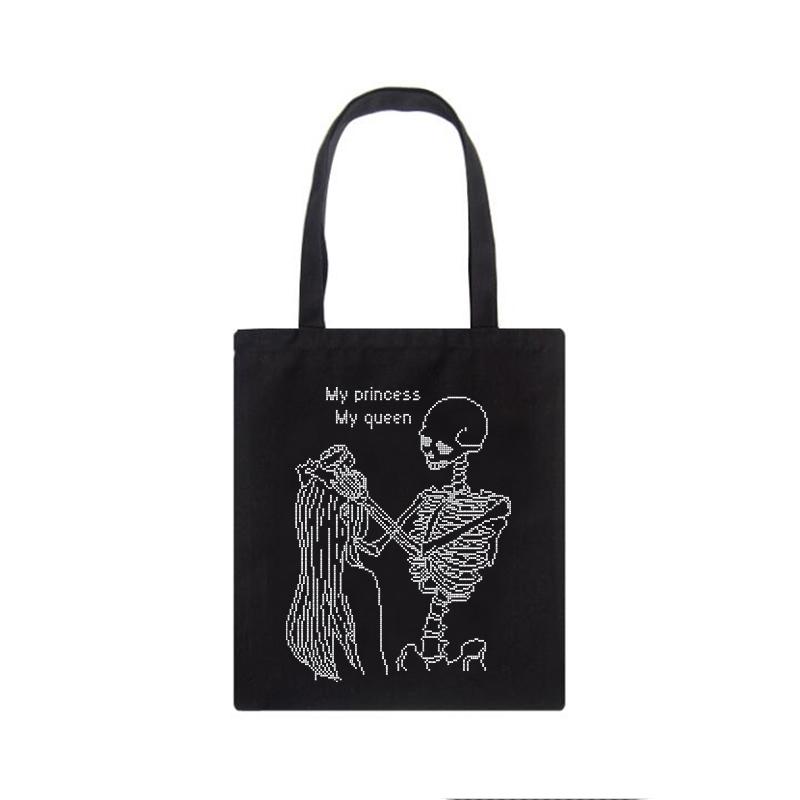 Hip-hop Vintage Women Shoulder Bag Harajuku Butterfly Skull Canvas Bag Gothic School Bag Punk Casual Large-capacity Shopper Bags