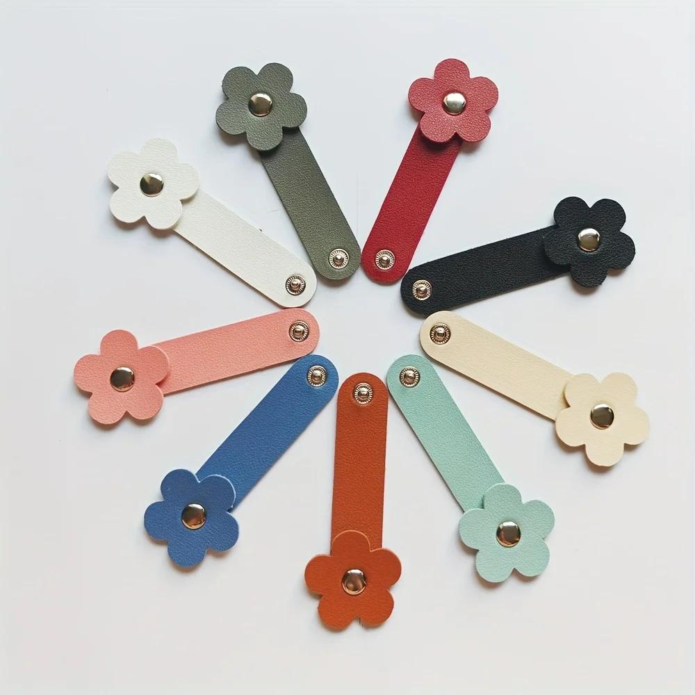 6 Pack Flower-Shaped Cable Ties, Data & Earphone Cord Organizer Clips, Scarf & Tablecloth Decor, Mixed Color, Non-Washable