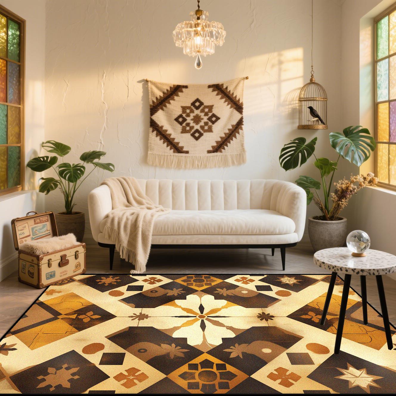 

New Persian Style Carpet Living Room Boho Decoration Home Easy Clean Sofa Large Rugs Bedroom Study Washable Floor Mat Antiskid 60x90cm