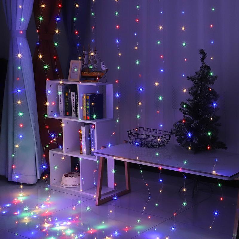 3x3m USB Remote-Controlled LED Copper Curtain Lights - Outdoor Waterproof Colorful Christmas Decor