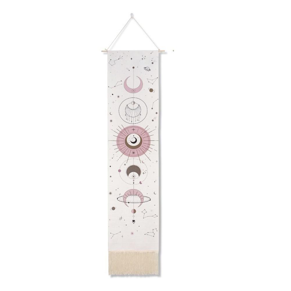Decorative Tapestry Lunar Eclipse Cycle Painting Tassel Tapestry For Home Living Room Decoration