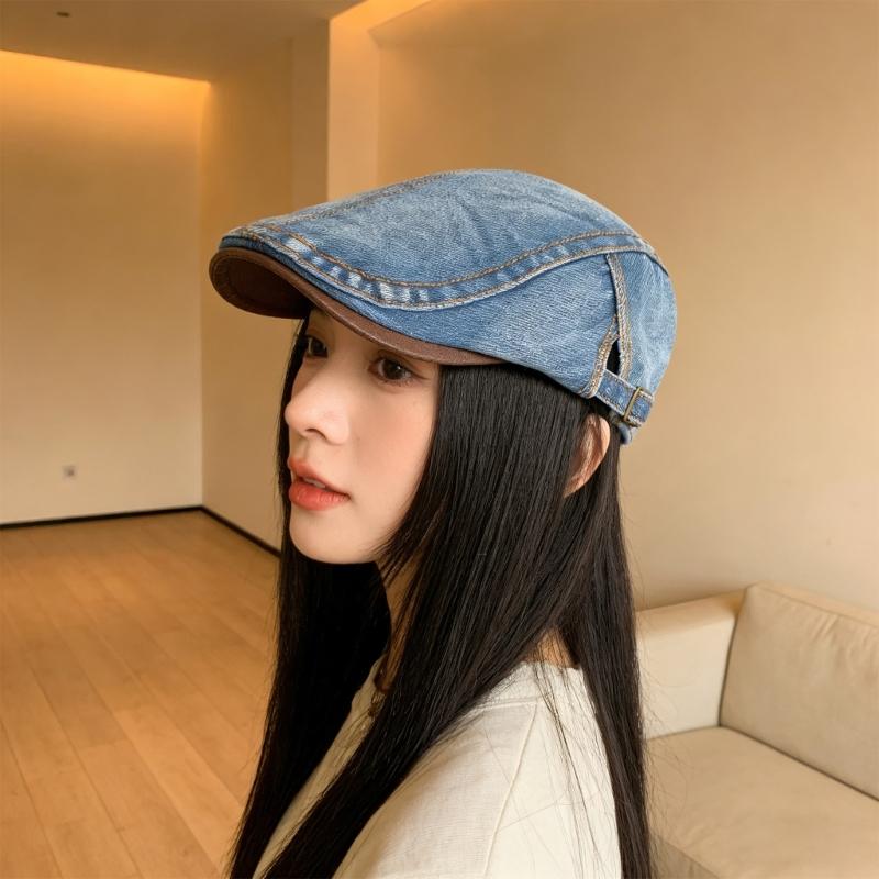 Japanese Style Hat Vintages Washed Cotton Beret Hat For Women Men Unisex Adjustable Design Fashion Accessory