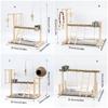 Wood Bird Play Stand Playgrounds Toy with Textured Branch Perch, Swing, Climbing Ladder and Metal Tray for Pet Bird Rest, Exercise Activity