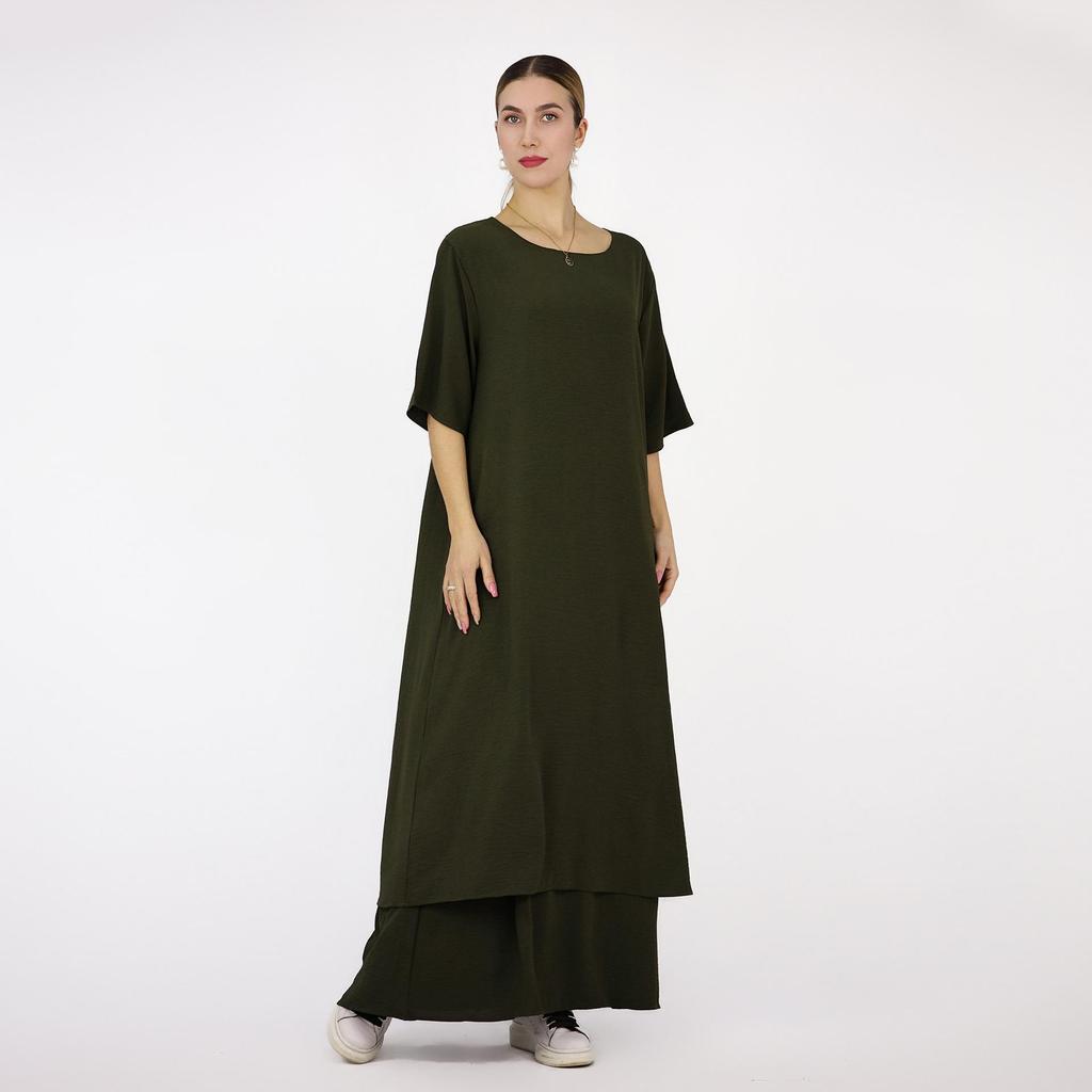 Loriya Solid Color Dress Two-Piece Set - Middle East Edition 2023