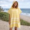 Wearable Sand-proof Hooded Beach Towel Loose Stripe Patchwork Bathrobe Soft Cotton Travel Supplies Bath Towel Beach
