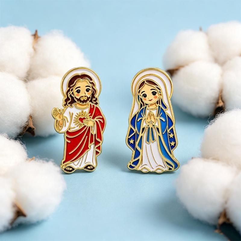 1/2Pcs Mary Enamel Brooches Badge Lapel Pin For Backpack Clothes Accessories Fashion Jewelry Birthday Gifts