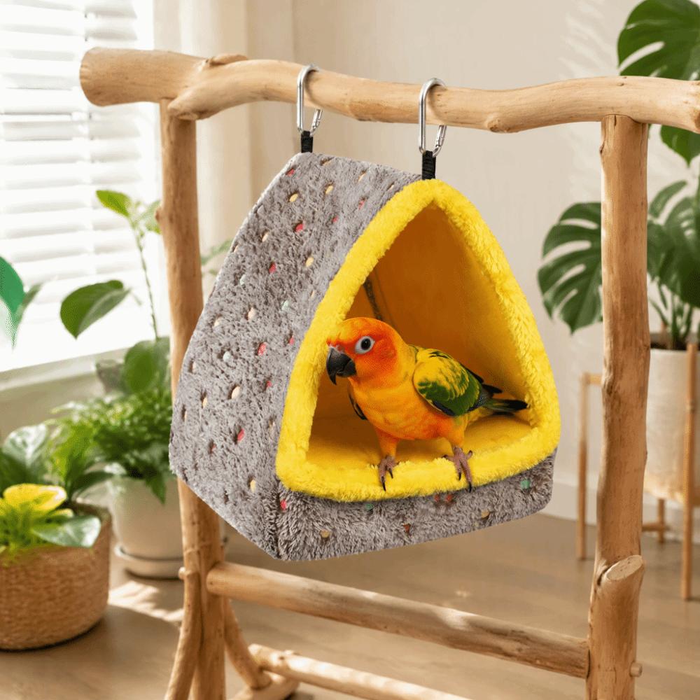 Support Board Hanging Bird Bed Warm Winter Plush Bird Bedding Bird Roost House For Guinea Pig