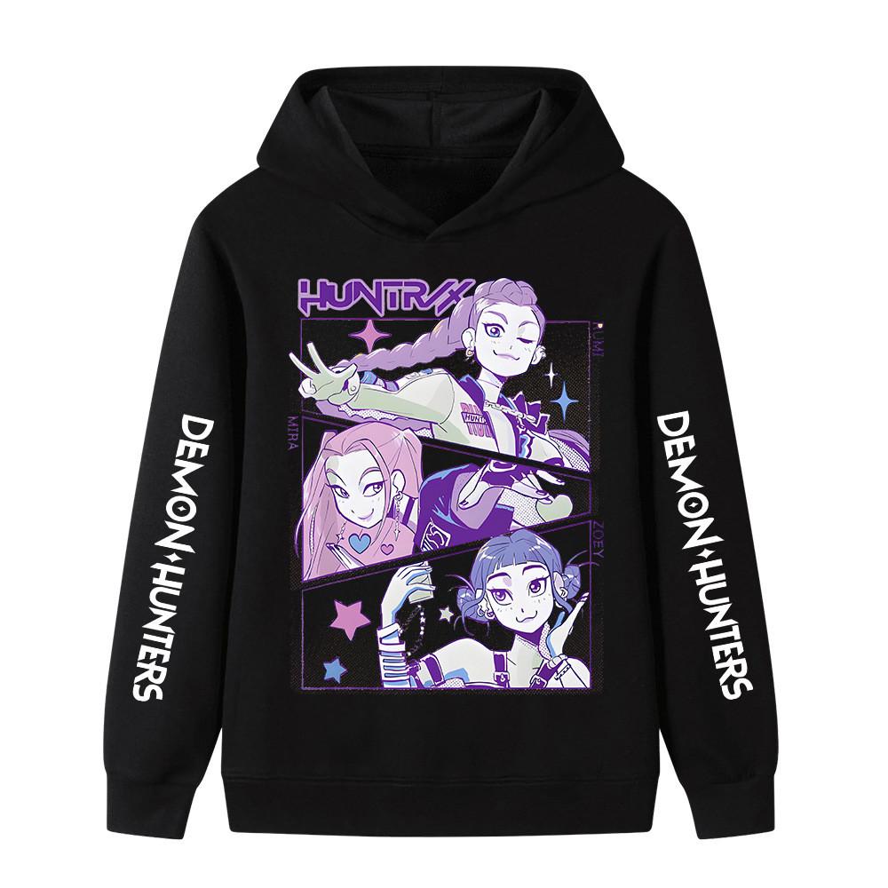 B1196XX Kids Boys Girls Kpop Rumi Zoey Mira Huntrix Print Long Sleeves Hoodie