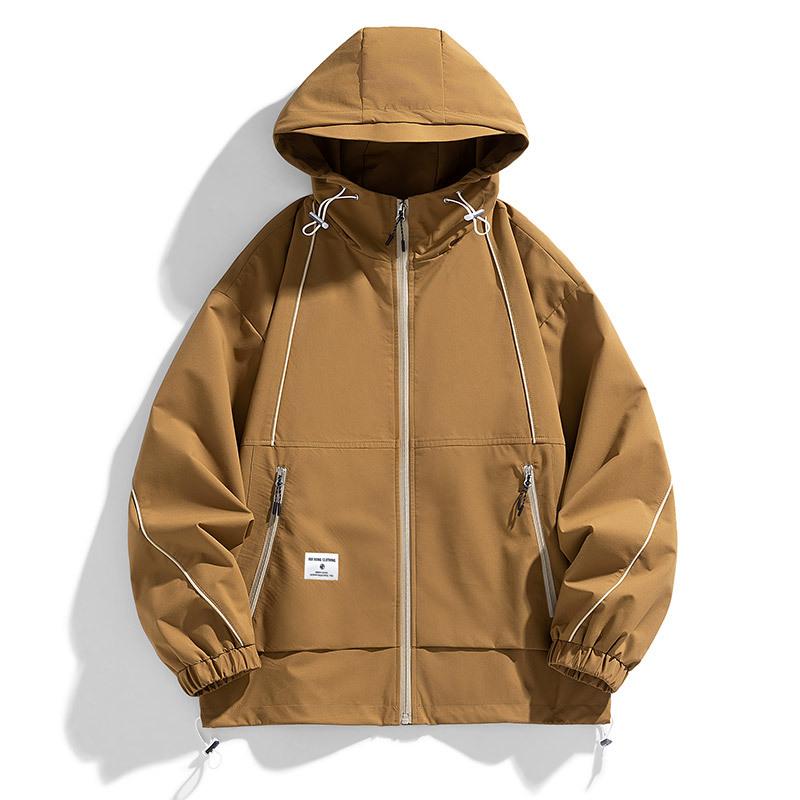 Casual Men's Jacket Waterproof Jacket Men's Autumn Fattening Enlarged Hooded Jacket Large Size Tooling Handsome Jacket