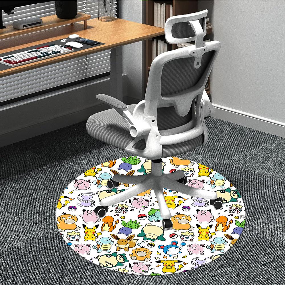1pc Pokemon Chair Carpet for Office Non Slip, Machine Washable Rug for Office, Room Holiday Decor for Christmas, Birthday Polyester