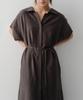 Ia Mallow Linen Shirt Dress (Brown)
