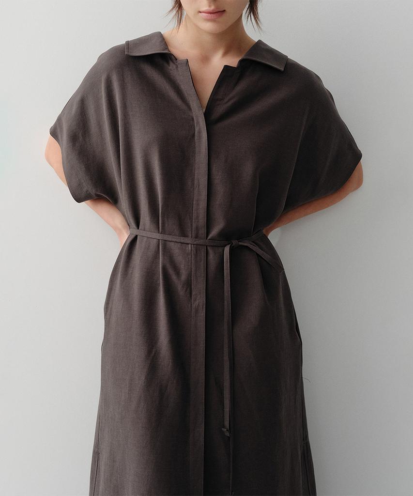 Ia Mallow Linen Shirt Dress (Brown)