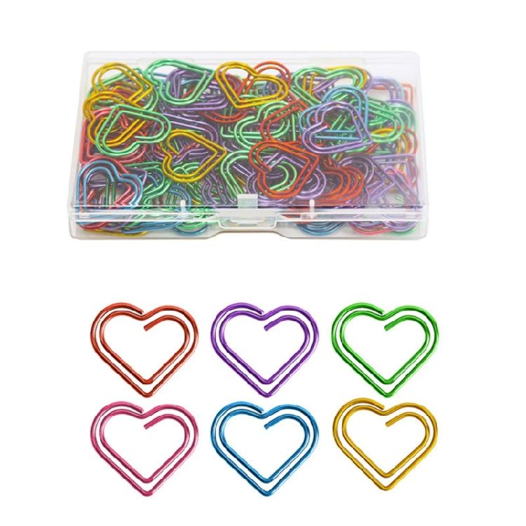 

100/200Pcs Heart Shape Paper Clip Metal Paperclip Metal Bookmarks Clip Document Organiser Clamp For School Office