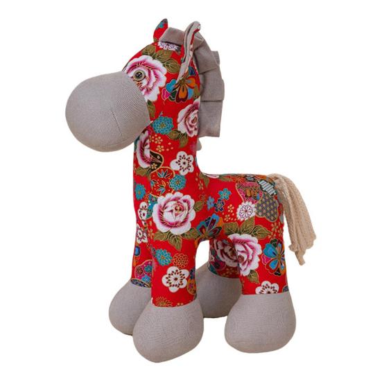 

Плюшевая игрушка Лошадь с цветком пиона в китайском стиле, талисман года Лошади, цветочная ткань, зодиакальное украшение, украшение для Праздника Весны L Horse