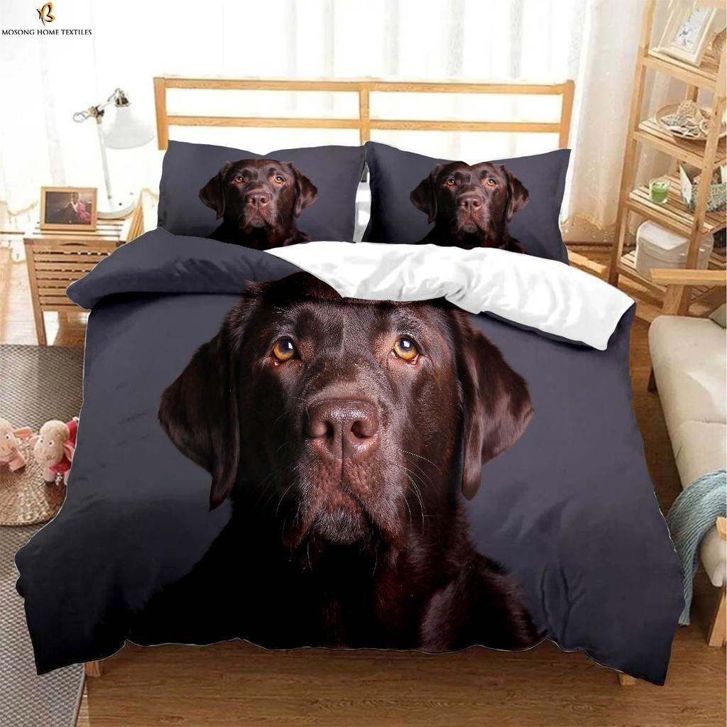 Kinderzimmer Bettwäsche Set Niedlicher Hund Cartoon Druck Bettbezug Kissenbezug Dreiteiliges Set Bequemer Bettbezug Geschenk