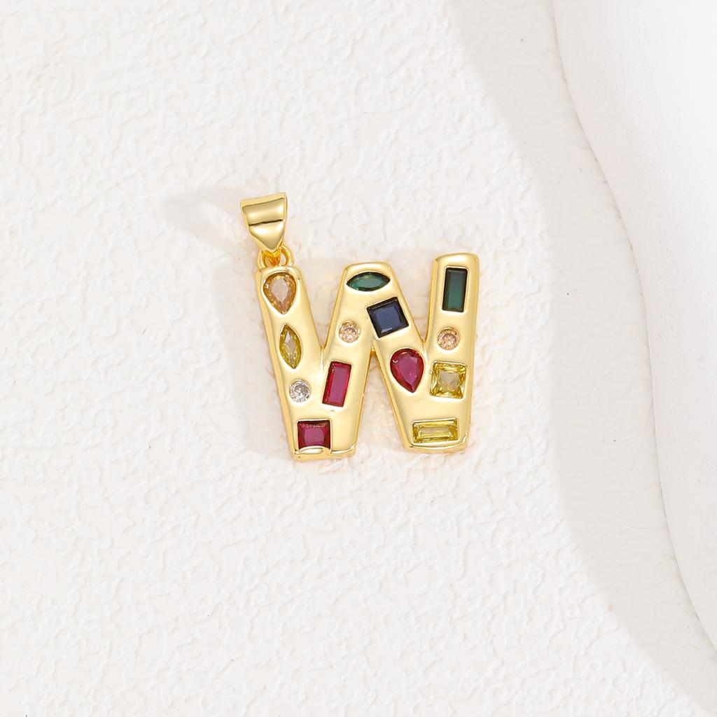 Multicolor Zircon A-Z Letters Pendant Necklace Crystal Water Drop 26 letters Pendant Necklace Gold Plated  Gift for Women
