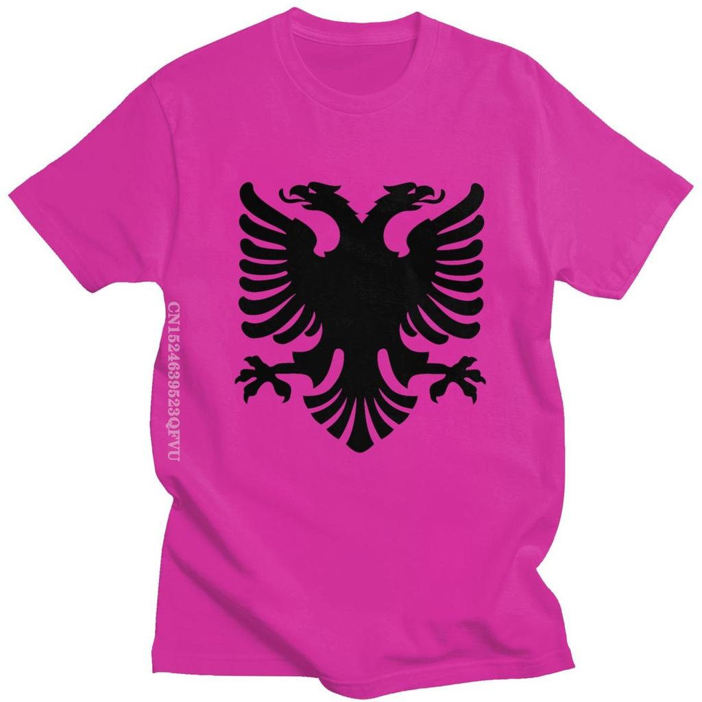 Flag Of Albania Eagle Tshirts Men Cotton Albanian Pride Tee Tops Round Neck Kawaii T Shirt Streetwear Men Casual Tshirt