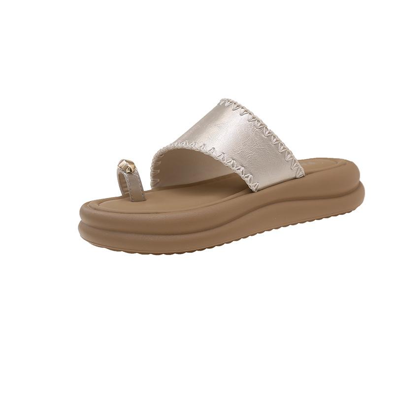 

Pearl cover toe cool slippers female summer 2025 new fairy style muffin thick bottom fashion toe cool slippers 40