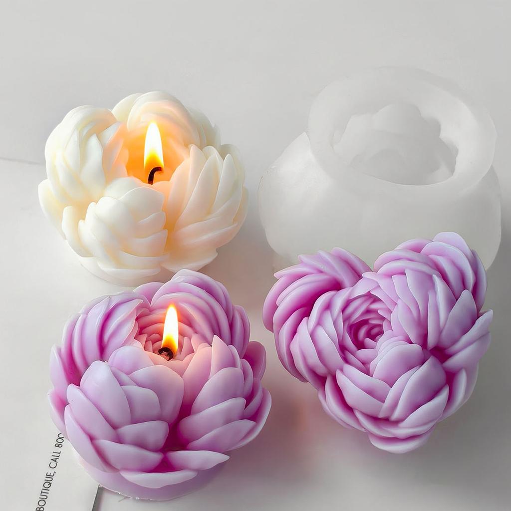 Peony Flower Candle Mould Silicone Molds Ornament Molds Castings Molds Handmade Plasters Molds Craft Supplies