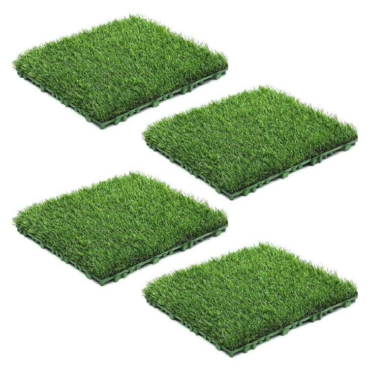 

4Pcs Grass Turf Tile Interlocking Grass Flooring Tiles Realistic for Garden Decoration Square Artificial Grass Mat зелёный